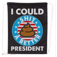 I Could Shit A Better President Poop Emblem Drawstring Bag thumb 0