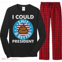 I Could Shit A Better President Poop Emblem Long Sleeve Pajama Set thumb 0