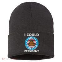 I Could Shit A Better President Poop Emblem Sustainable Knit Beanie thumb 0