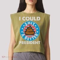 I Could Shit A Better President Poop Emblem Garment-Dyed Women's Muscle Tee thumb 2