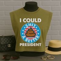 I Could Shit A Better President Poop Emblem Garment-Dyed Women's Muscle Tee thumb 3