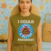 I Could Shit A Better President Poop Emblem Garment-Dyed Women's Muscle Tee thumb 4