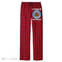 I Could Shit A Better President Poop Emblem Men's Flannel Plaid Pajama Pants thumb 0