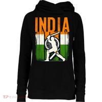 India Cricket Supporters Jersey Indian Cricket Fans Womens Funnel Neck Pullover Hood thumb 0