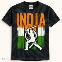 India Cricket Supporters Jersey Indian Cricket Fans Kids Tie-Dye T-Shirt thumb 0