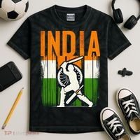 India Cricket Supporters Jersey Indian Cricket Fans Kids Tie-Dye T-Shirt thumb 2