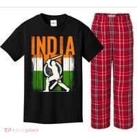India Cricket Supporters Jersey Indian Cricket Fans Kids Plaid Pajama Set thumb 0