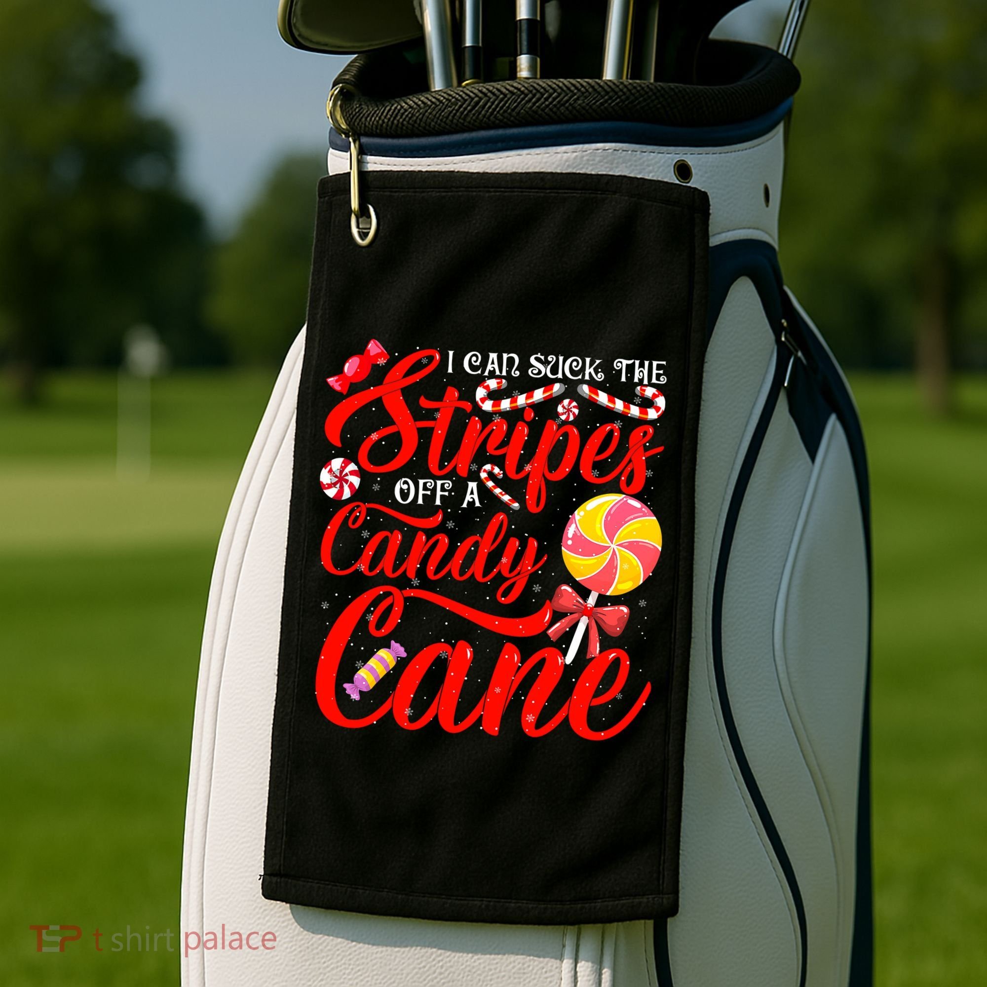 I Can Suck The Stripes Off A Candy Cane Christmas Naughty Golf Towel