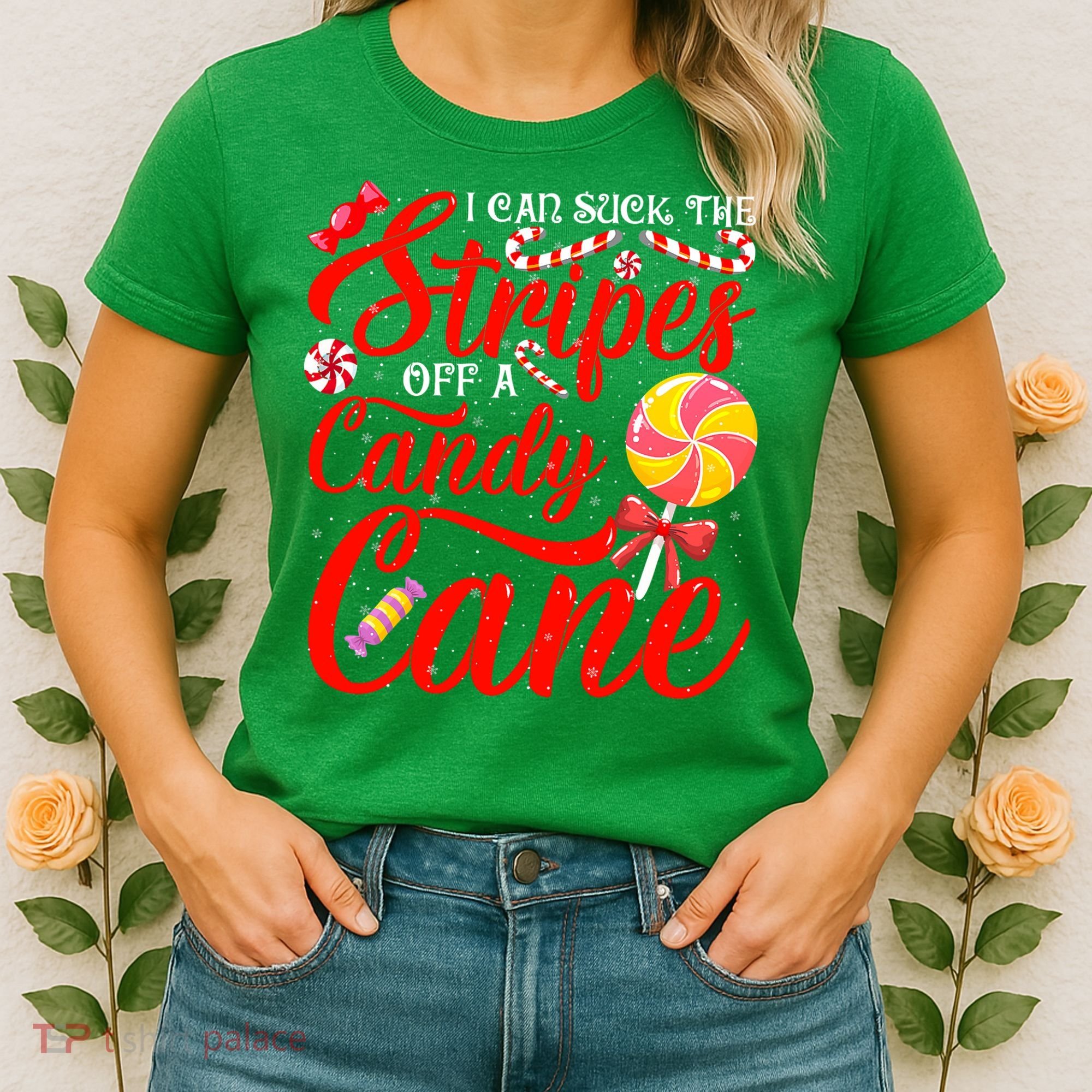 I Can Suck The Stripes Off A Candy Cane Christmas Naughty Women's T-Shirt
