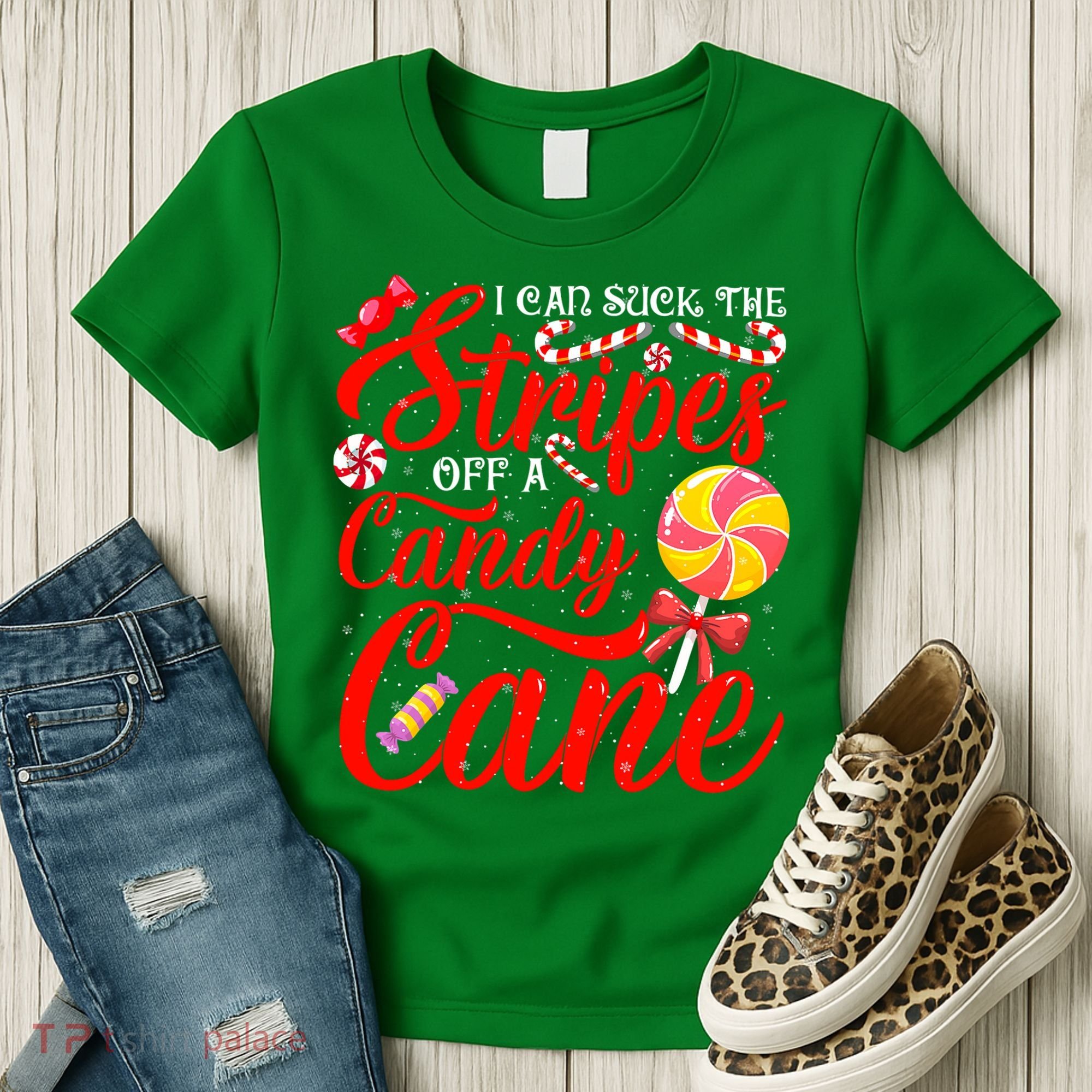 I Can Suck The Stripes Off A Candy Cane Christmas Naughty Women's T-Shirt
