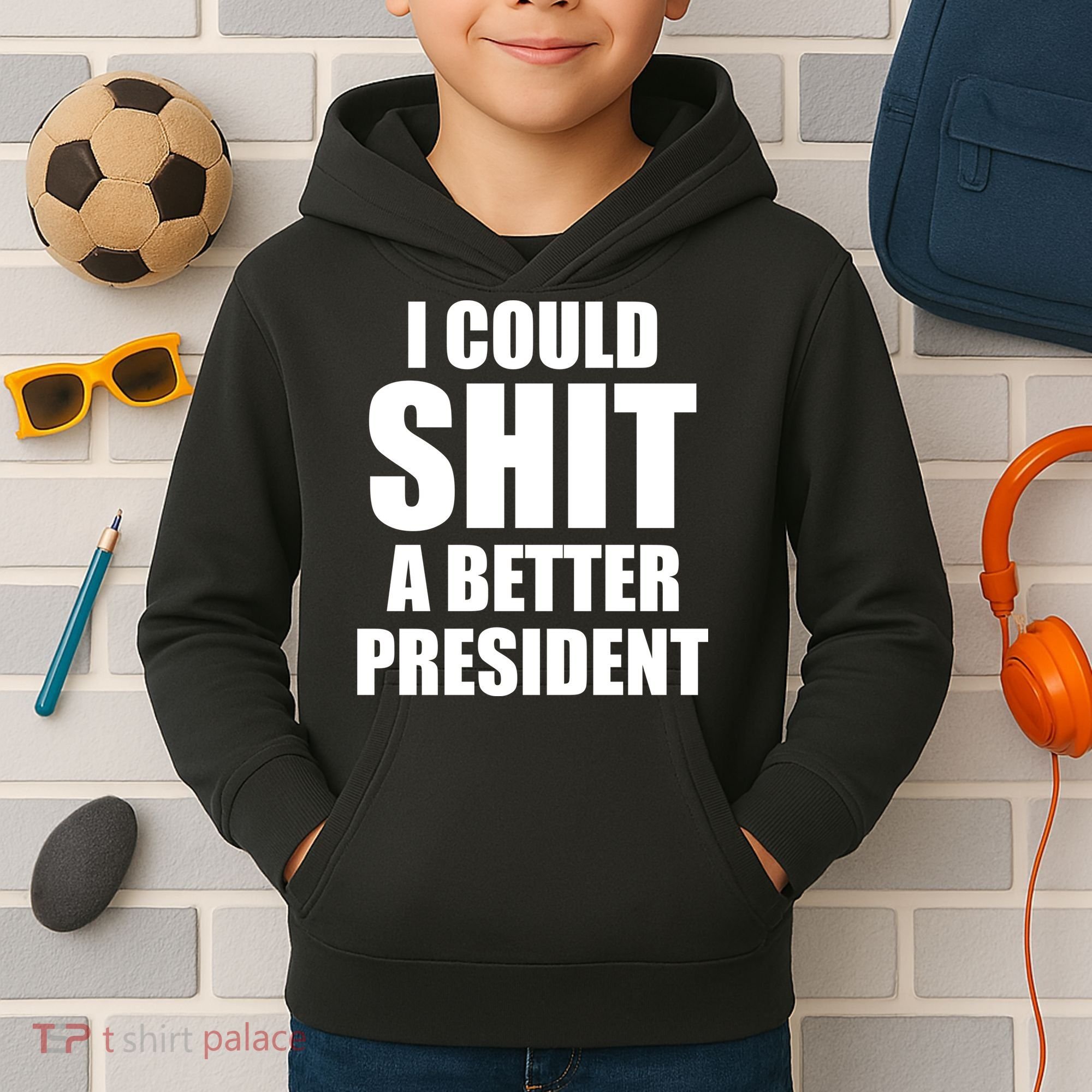 I Could Sh*t A Better President Funny Anti Biden Kids Hoodie