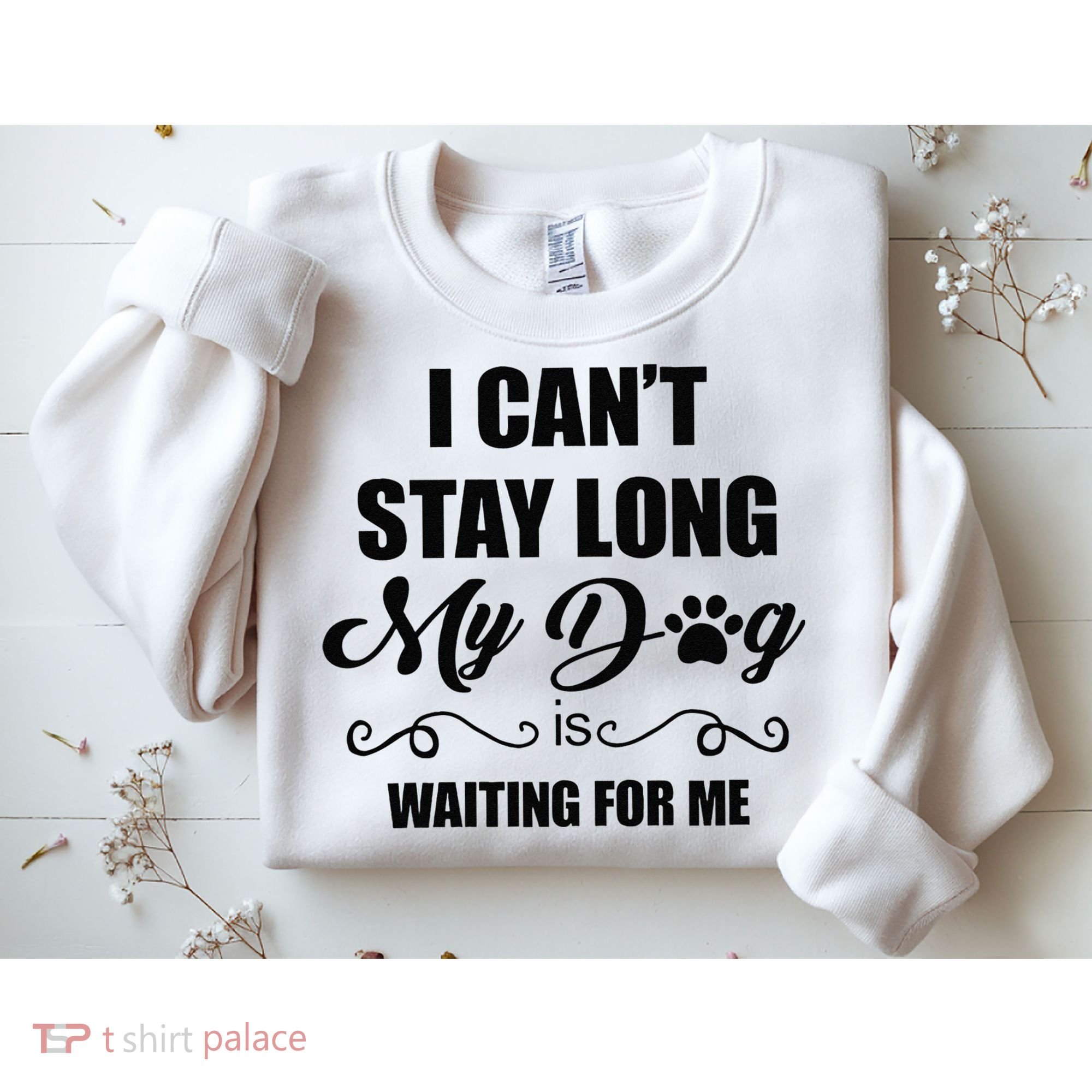 I Cant Stay Long. My Dog Is Waiting For Me Funny Dog Lover Gift Sweatshirt