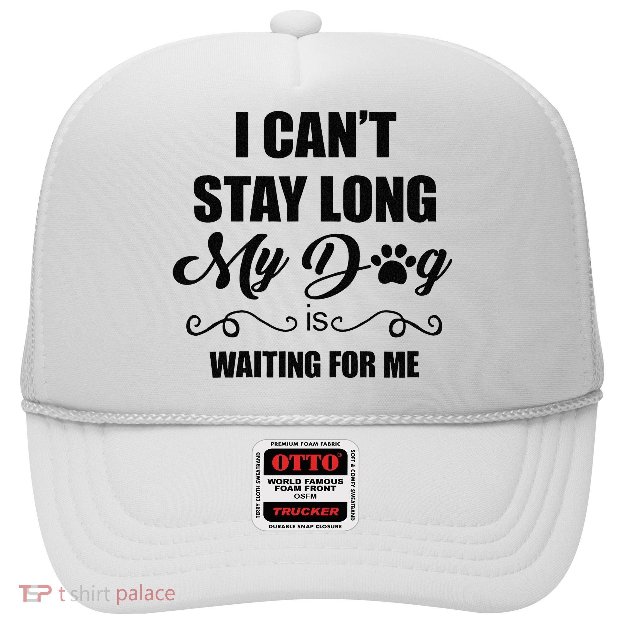 I Cant Stay Long. My Dog Is Waiting For Me Funny Dog Lover Gift Hat