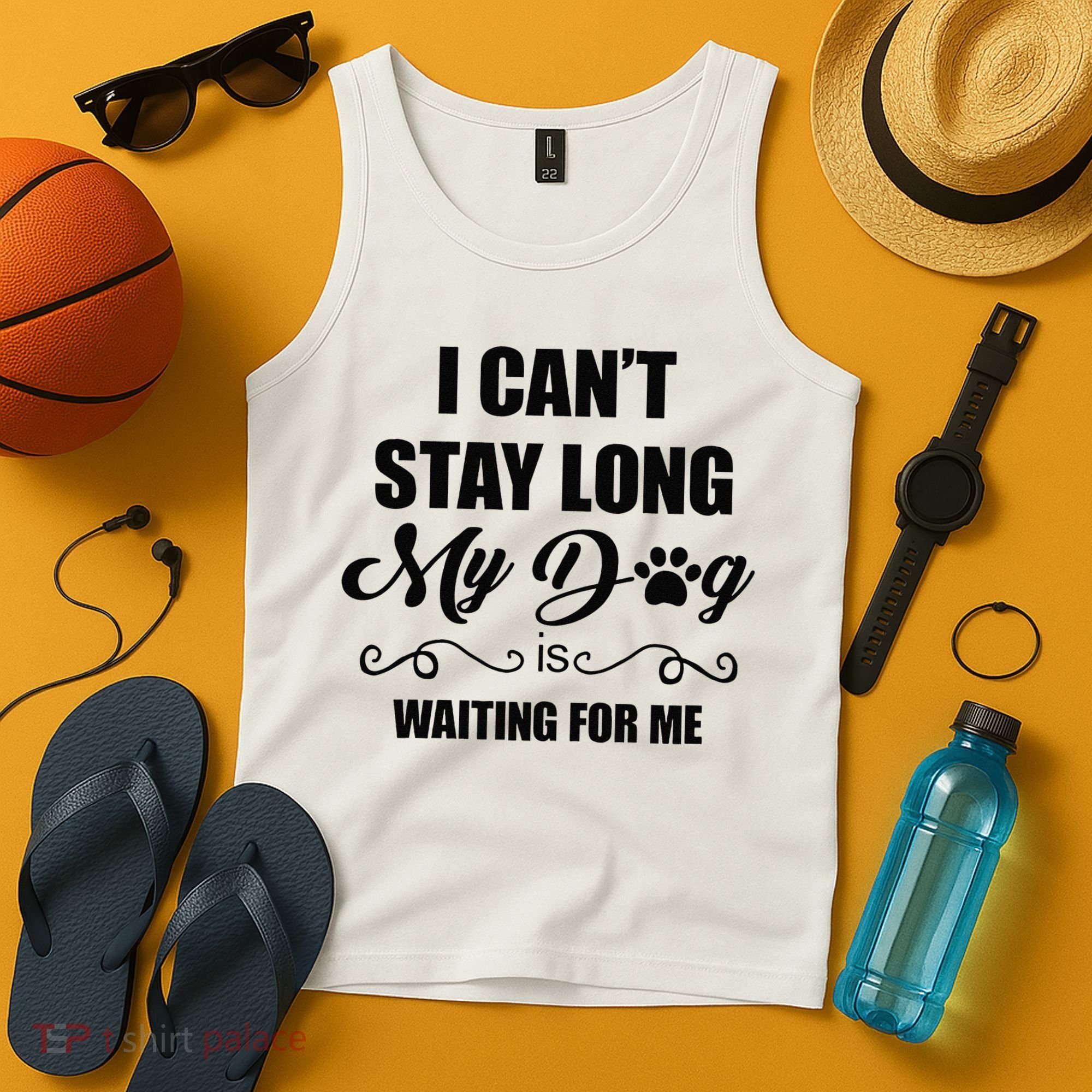 I Cant Stay Long. My Dog Is Waiting For Me Funny Dog Lover Gift Tank Top