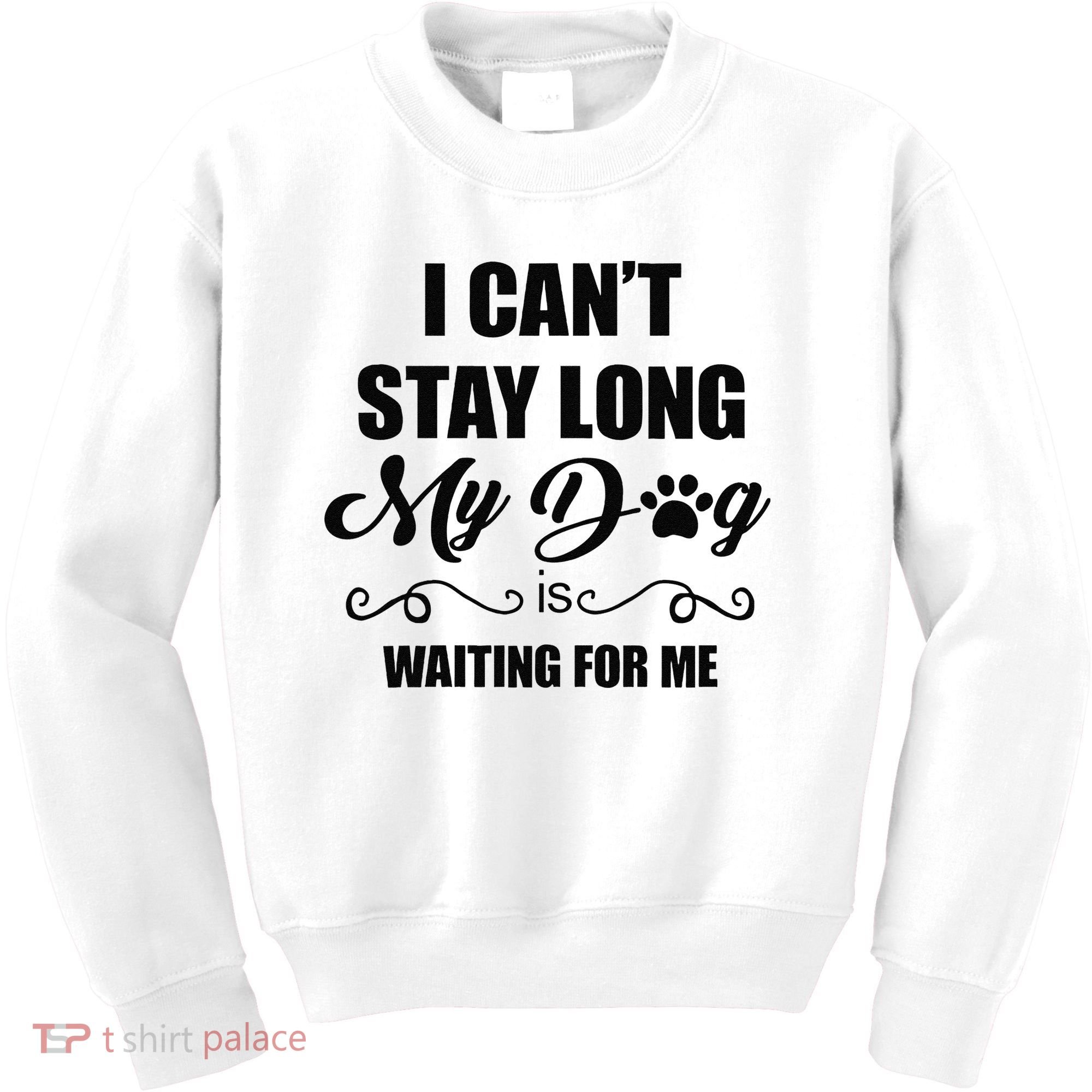 I Cant Stay Long. My Dog Is Waiting For Me Funny Dog Lover Gift Kids Sweatshirt