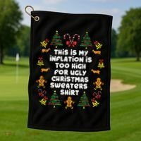 Inflation Christmas Sweaters Funny Xmas Golf Towel thumb 1