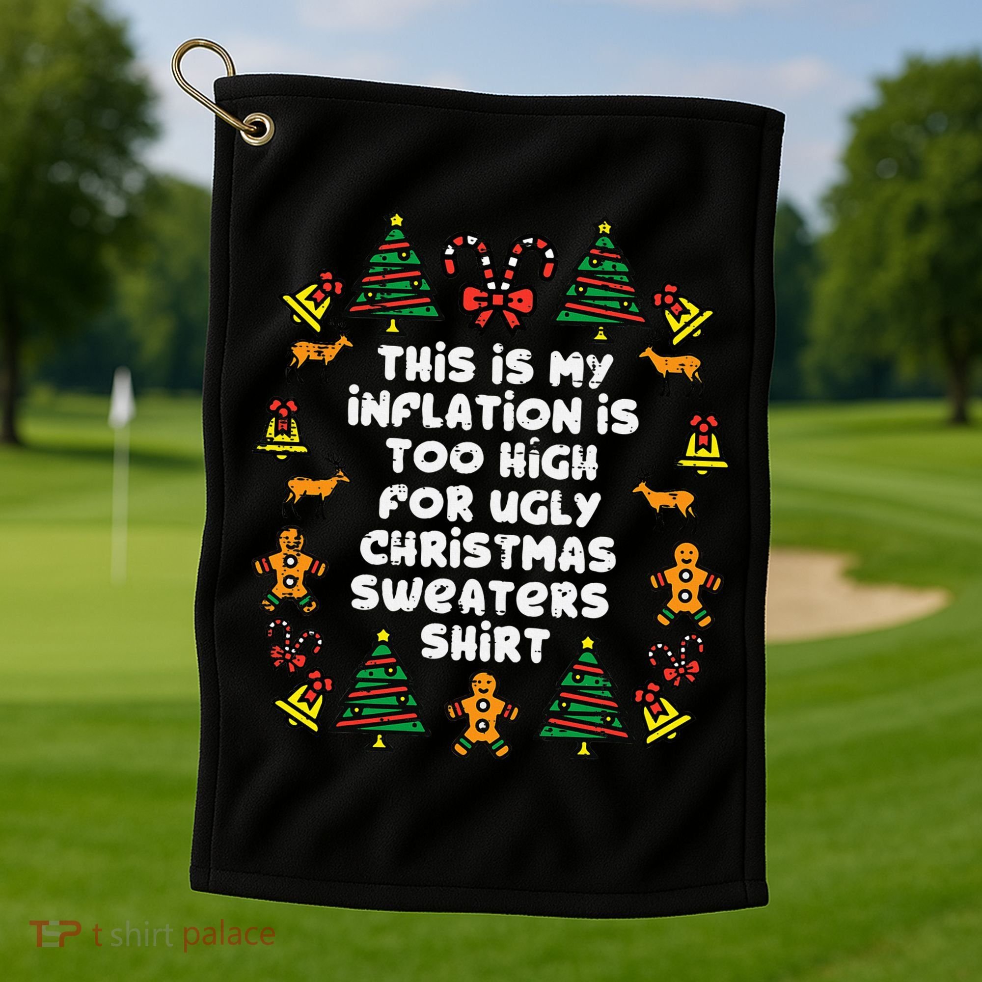 Inflation Christmas Sweaters Funny Xmas Golf Towel