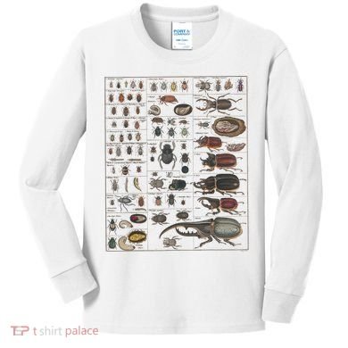 Insects Collection Species Bugs Vintage Chart Entomology Kids Long Sleeve Shirt