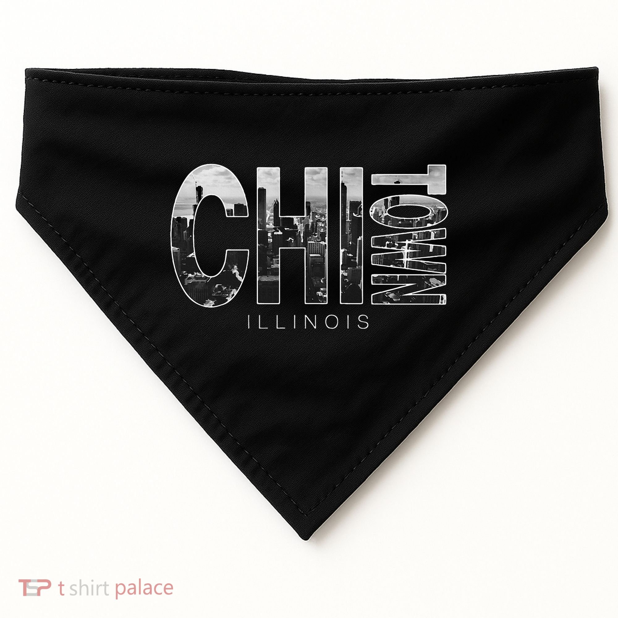Illinois Chicago Skyline Chi Town USA-Made Doggie Bandana