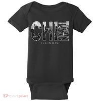 Illinois Chicago Skyline Chi Town Baby Bodysuit thumb 0