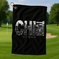 Illinois Chicago Skyline Chi Town Golf Towel thumb 1
