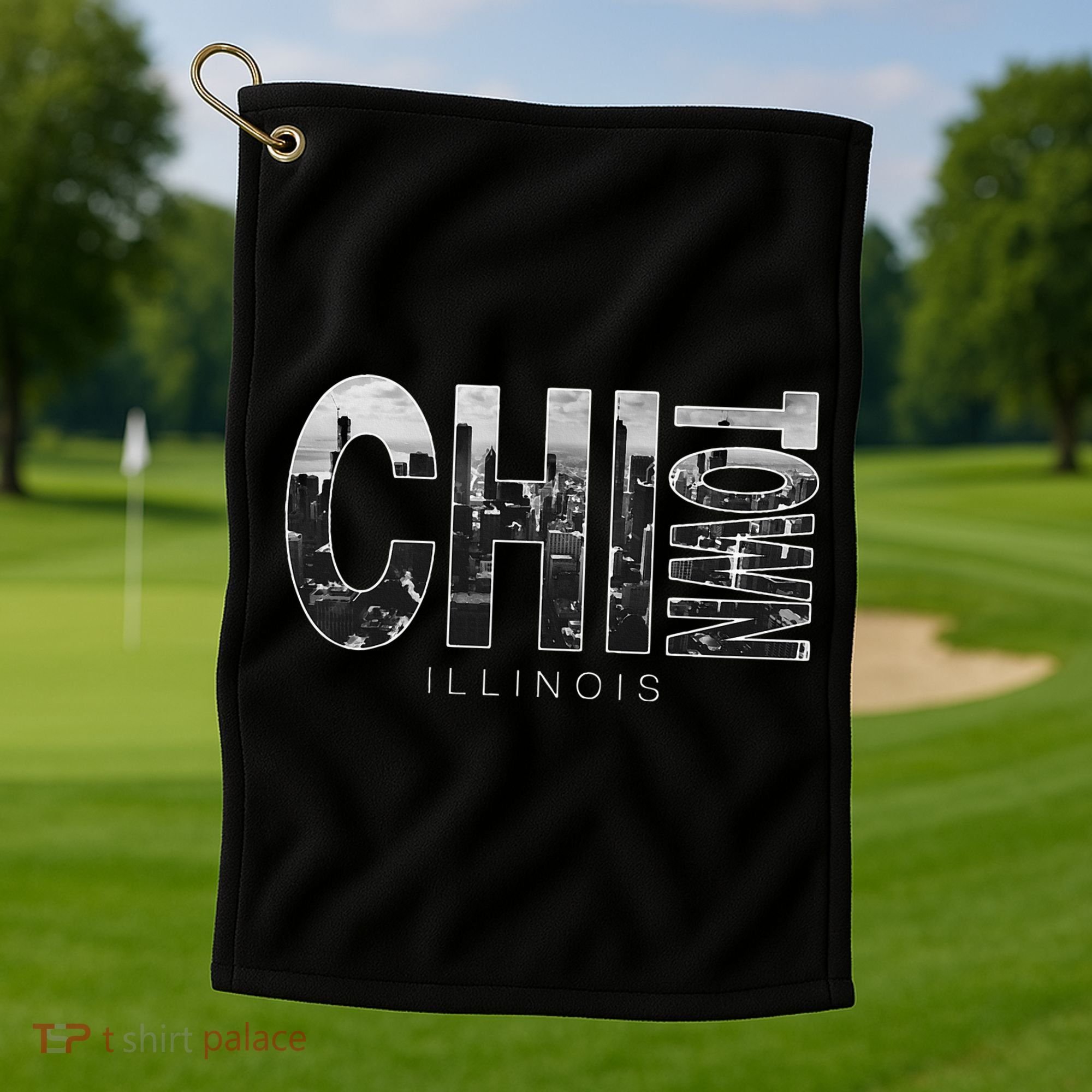 Illinois Chicago Skyline Chi Town Golf Towel