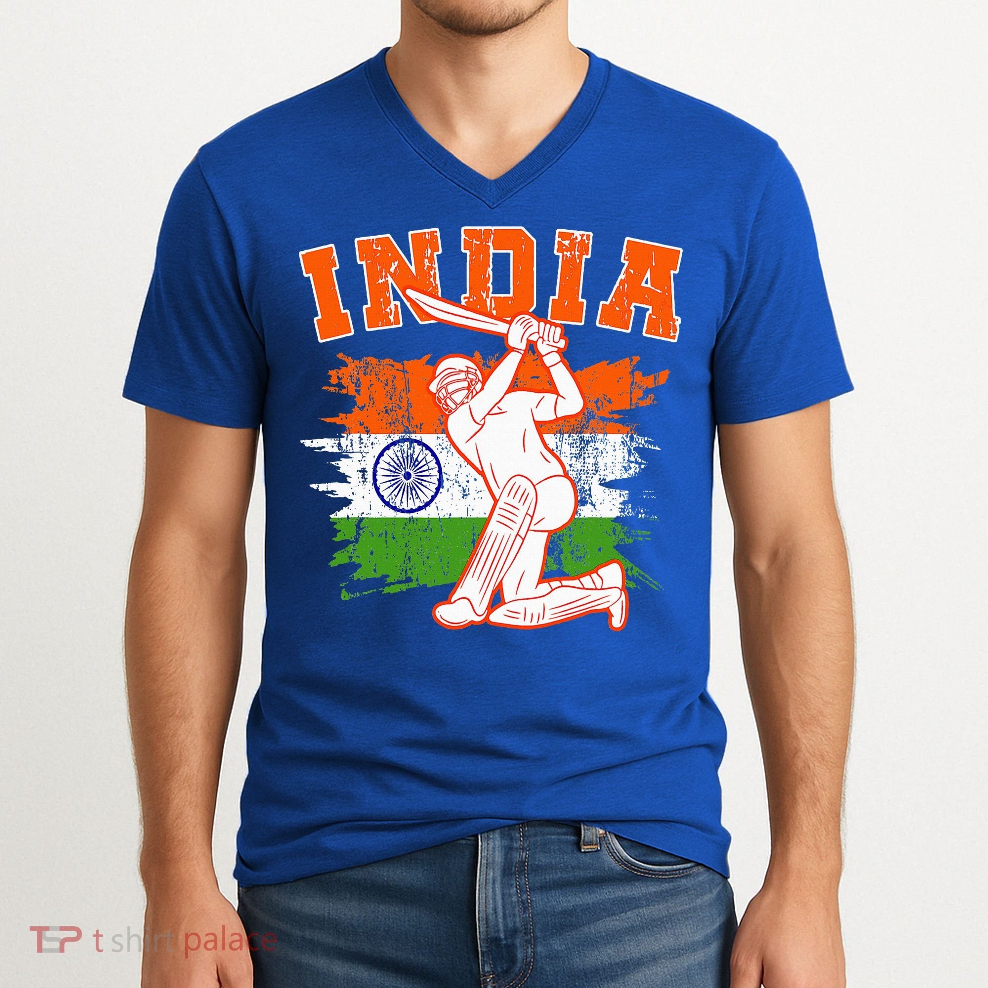 India Cricket Supporters Jersey  Indian Cricket Fans  V-Neck T-Shirt