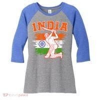 India Cricket Supporters Jersey  Indian Cricket Fans  Women's Tri-Blend 3/4-Sleeve Raglan Shirt thumb 0