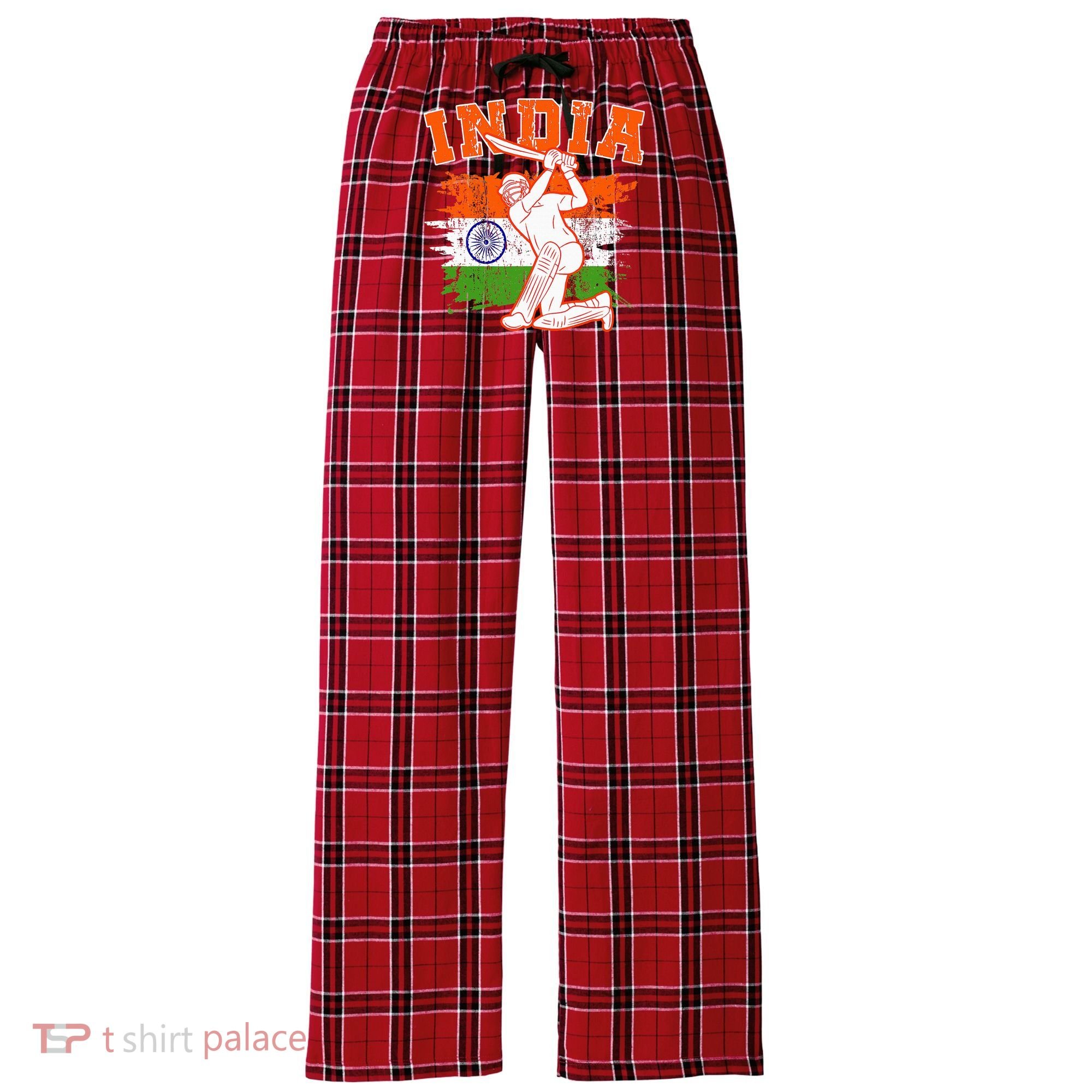 India Cricket Supporters Jersey  Indian Cricket Fans  Women's Flannel Plaid Pajama Pants