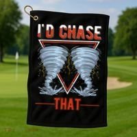 ID Chase That Tornado Storm Chaser Golf Towel thumb 1