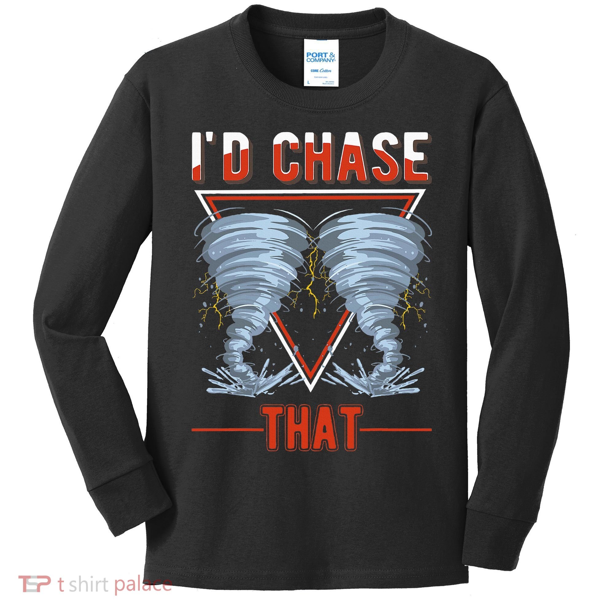 ID Chase That Tornado Storm Chaser Kids Long Sleeve Shirt