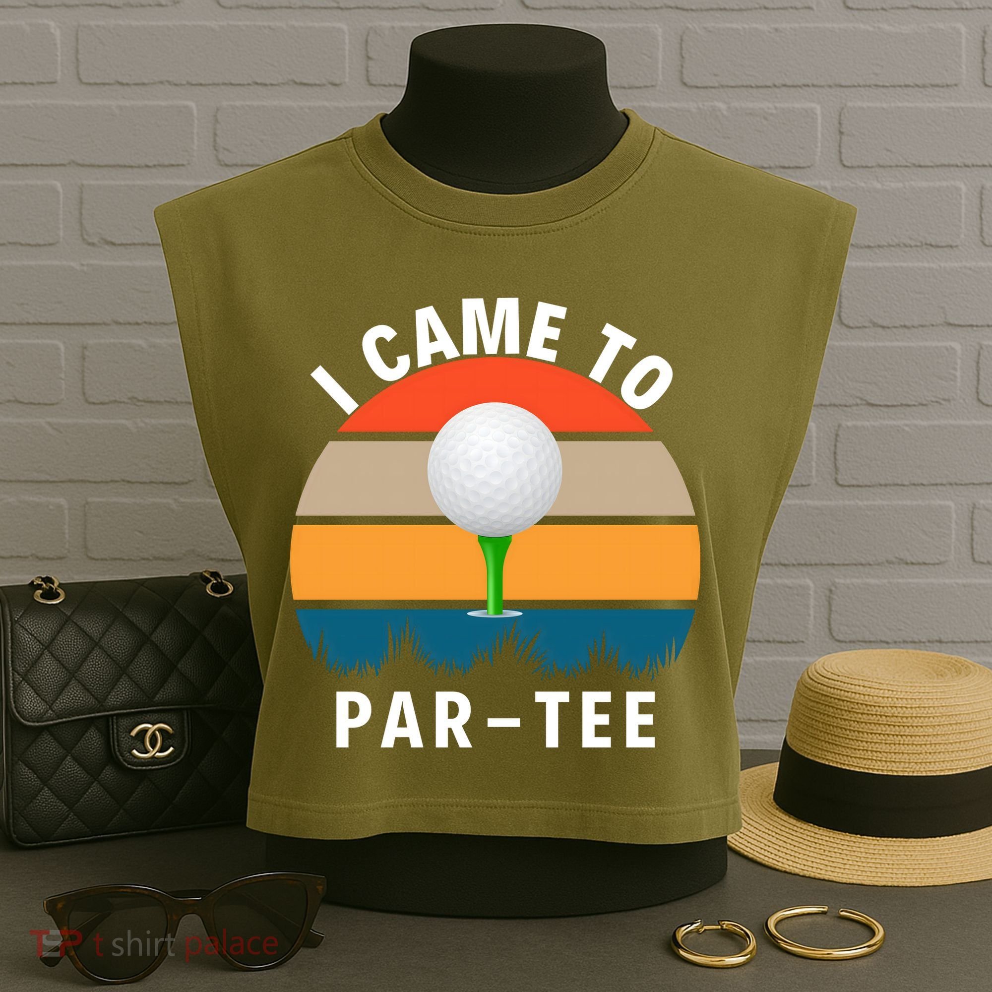 I Came To ParTee, Golf Lover Golf Player Golfing Funny Golf Garment-Dyed Women's Muscle Tee