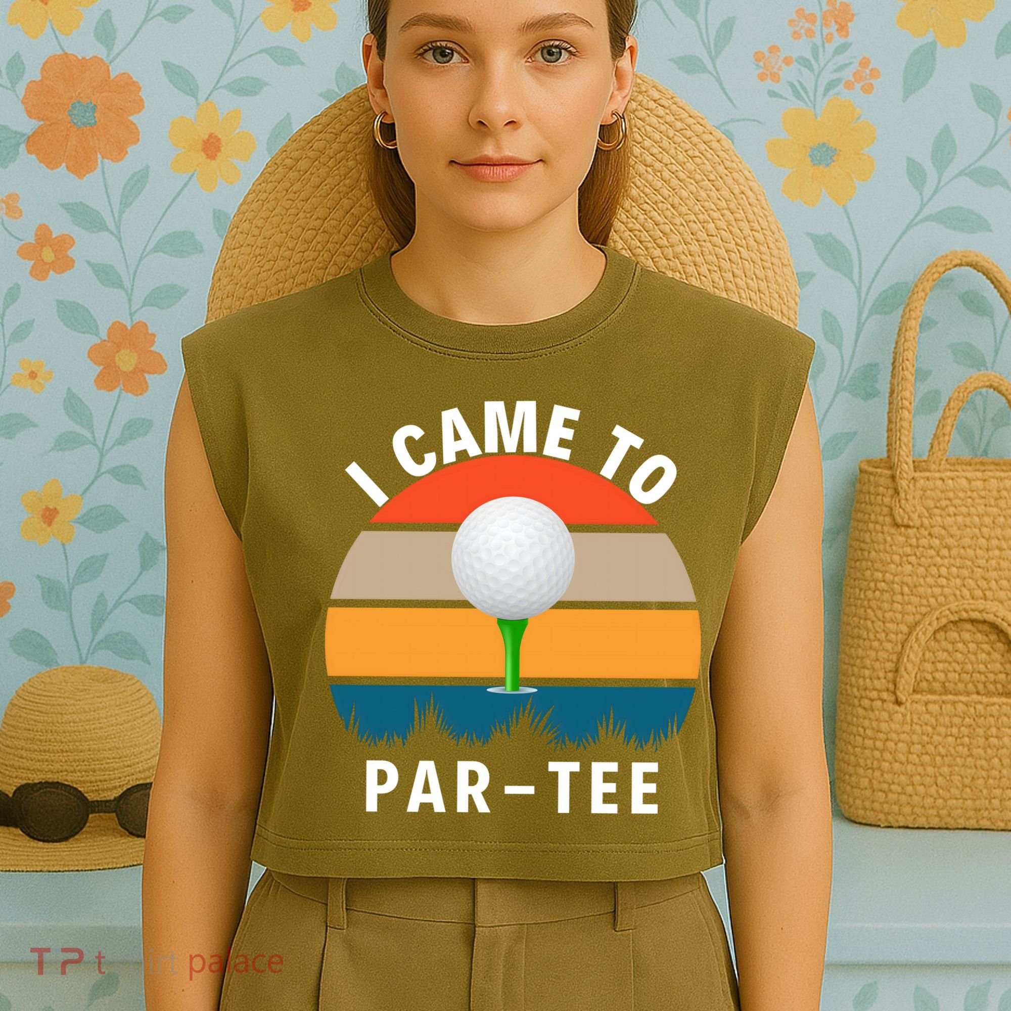 I Came To ParTee, Golf Lover Golf Player Golfing Funny Golf Garment-Dyed Women's Muscle Tee