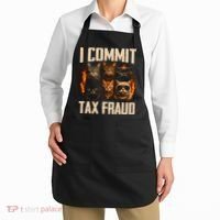 I Commit Tax Fraud Funny Cat Crew Apron thumb 2