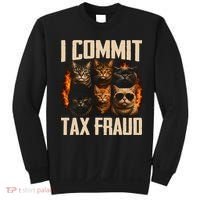 I Commit Tax Fraud Funny Cat Crew Sweatshirt thumb 0