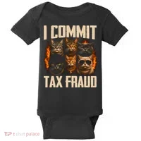 I Commit Tax Fraud Funny Cat Crew Baby Bodysuit thumb 0