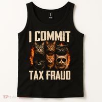 I Commit Tax Fraud Funny Cat Crew Tank Top thumb 2