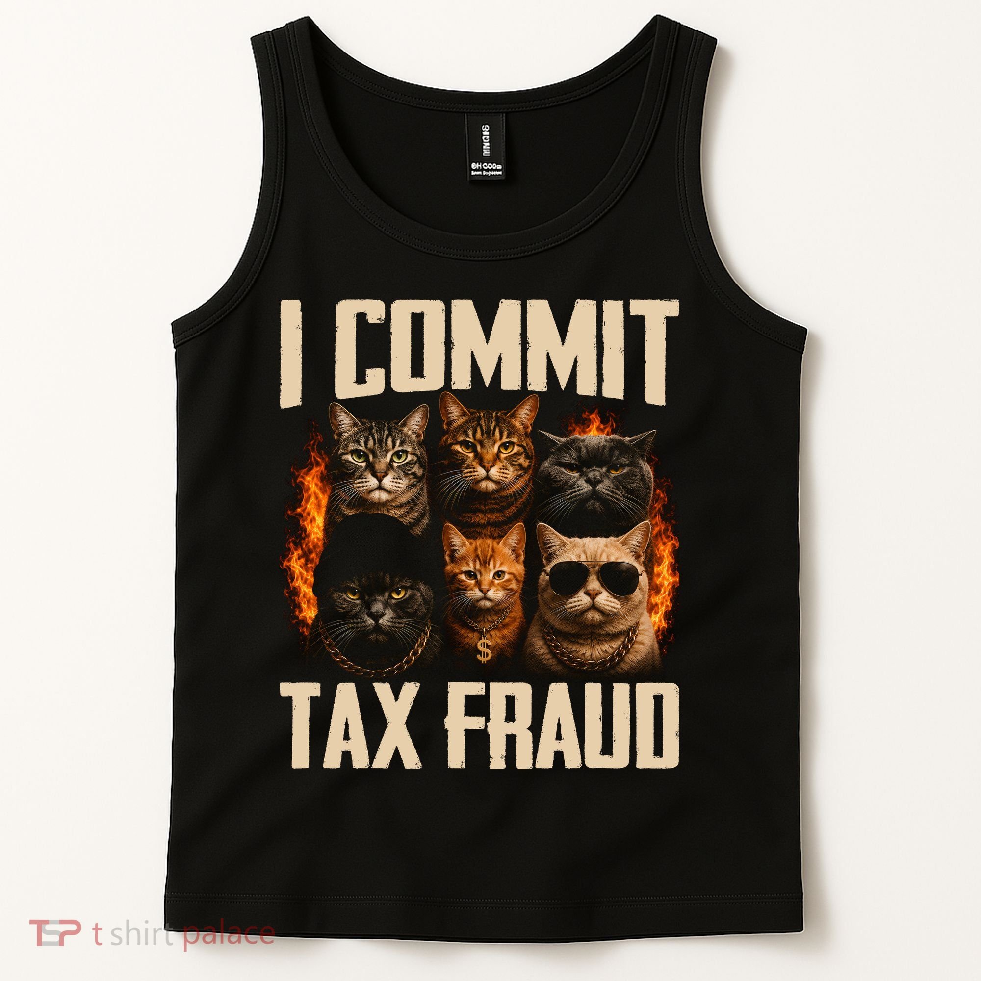I Commit Tax Fraud Funny Cat Crew Tank Top