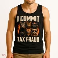 I Commit Tax Fraud Funny Cat Crew Tank Top thumb 3