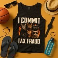 I Commit Tax Fraud Funny Cat Crew Tank Top thumb 4