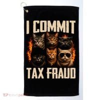 I Commit Tax Fraud Funny Cat Crew Golf Towel thumb 0