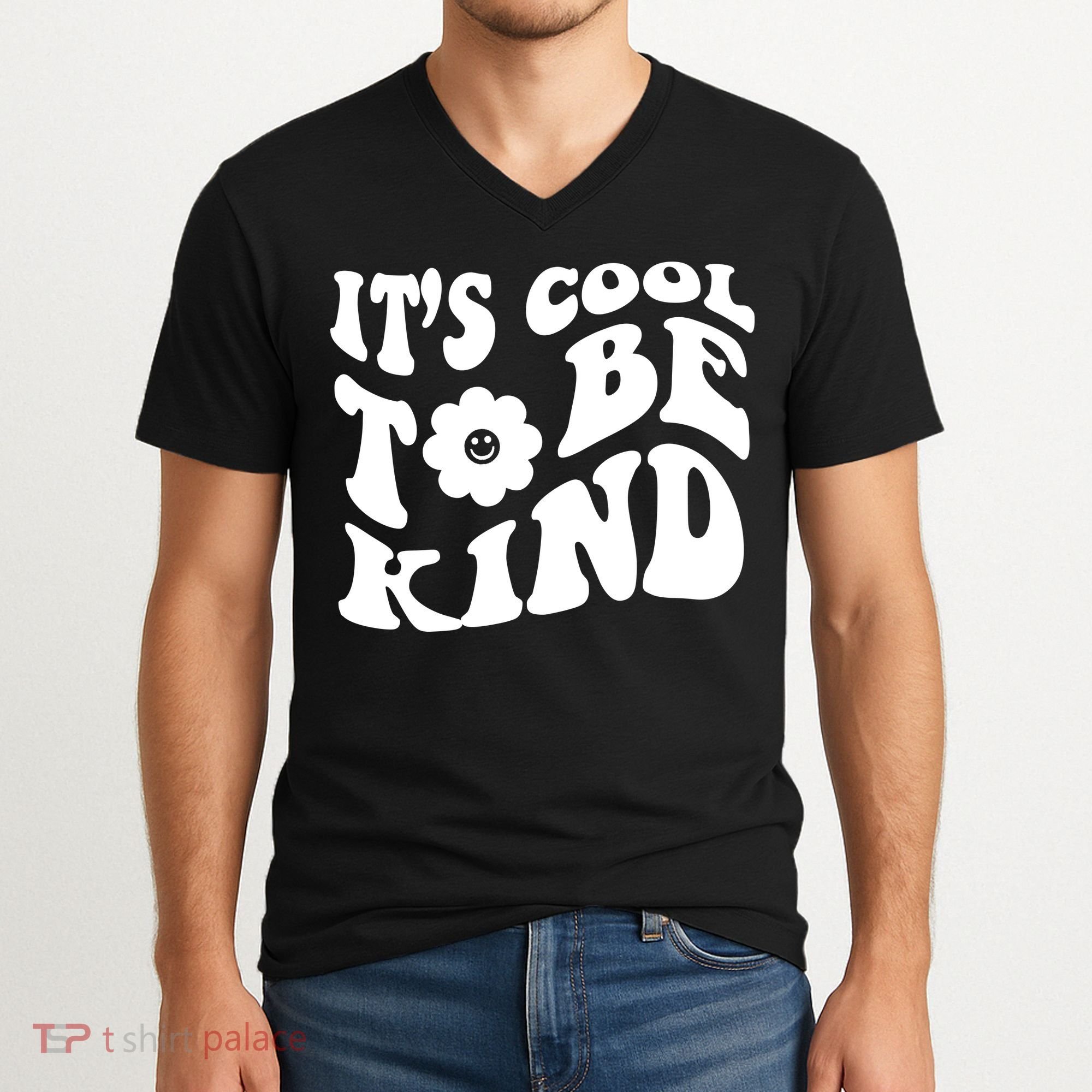 It's Cool To Be Kind Retro Quote V-Neck T-Shirt