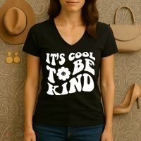 It's Cool To Be Kind Retro Quote Women's V-Neck T-Shirt thumb 3