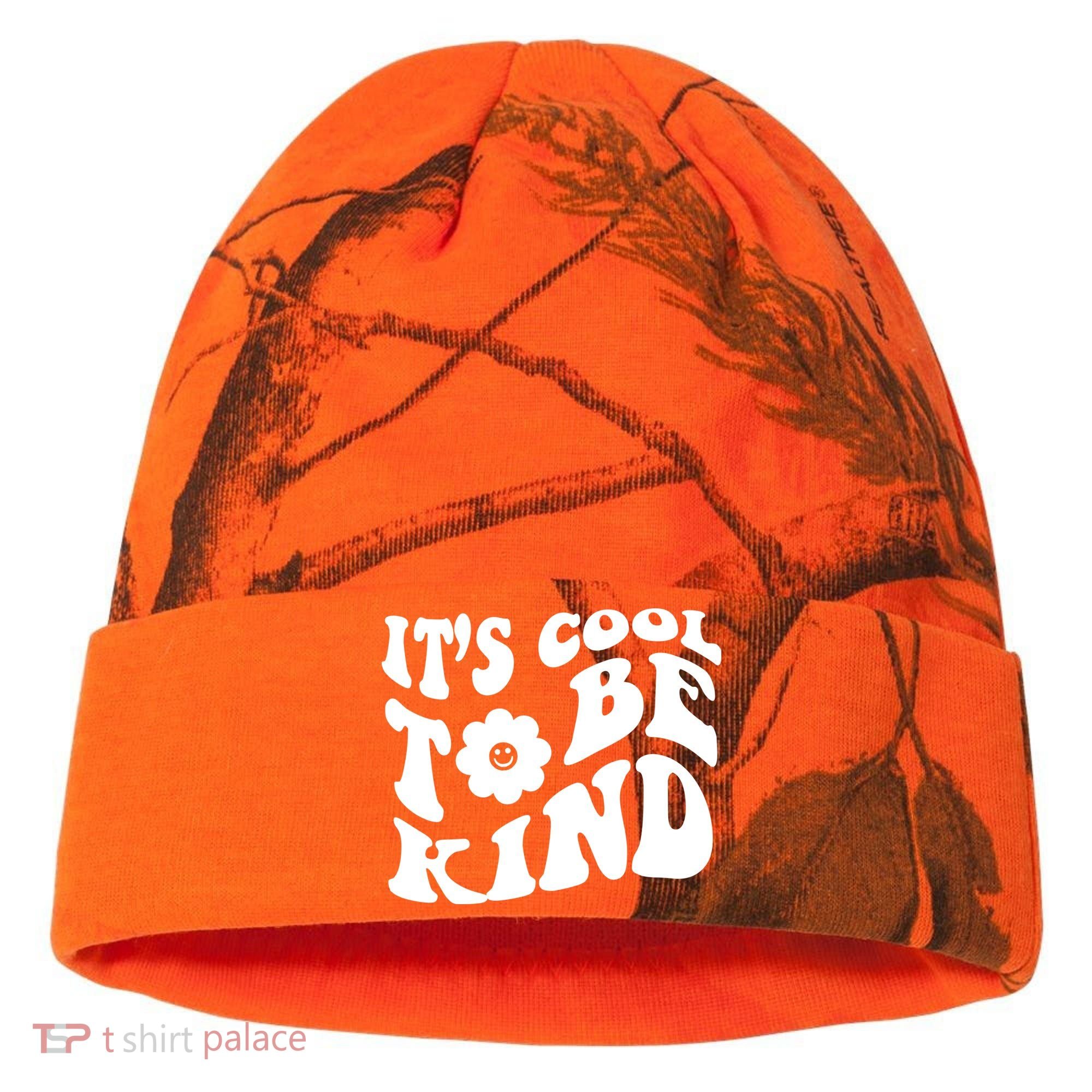 It's Cool To Be Kind Retro Quote Kati Licensed 12" Camo Cuffed Beanie