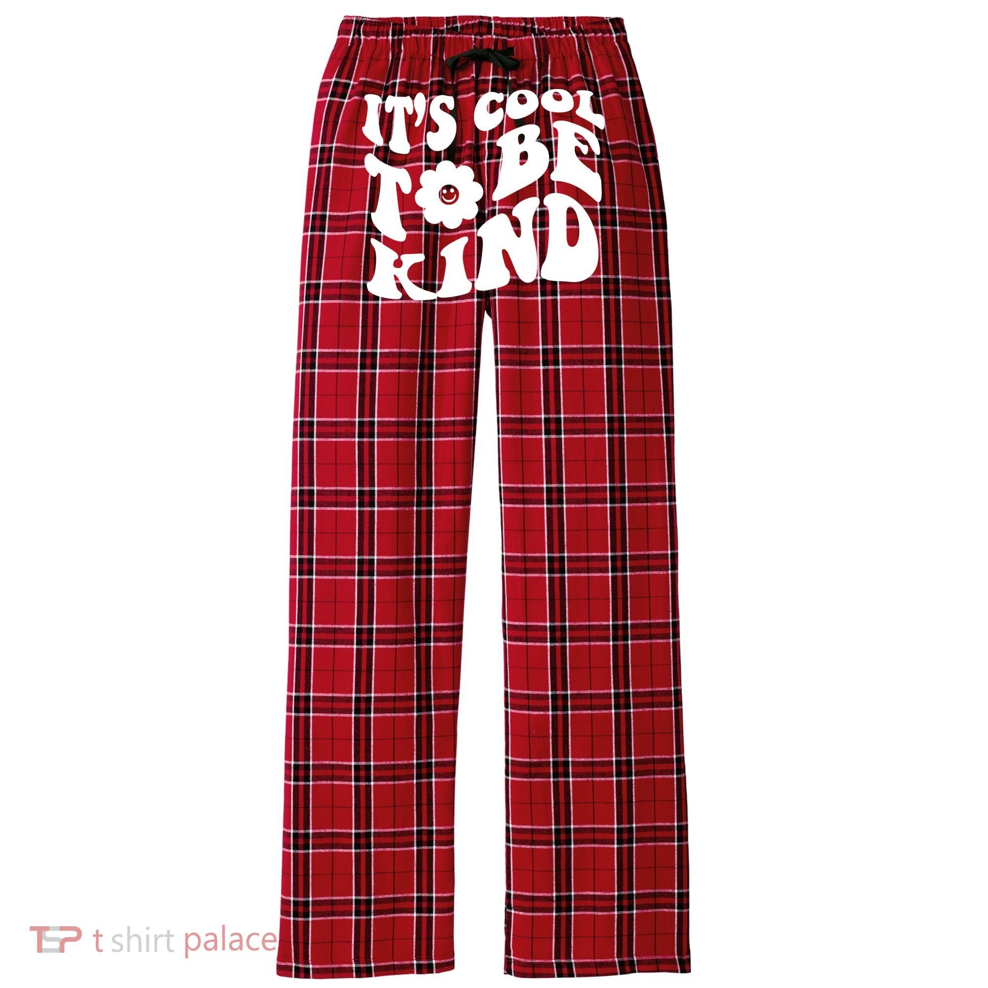 It's Cool To Be Kind Retro Quote Women's Flannel Plaid Pajama Pants
