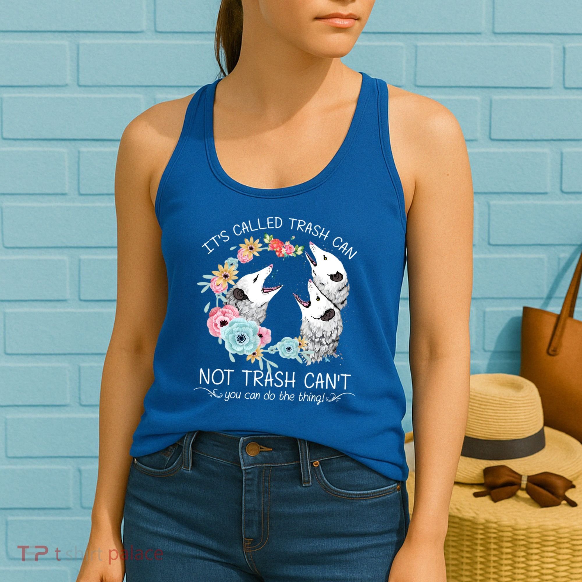 Its Called Trash Can Not Trash Cant Possum With Flowers Gift Women's Tank Top
