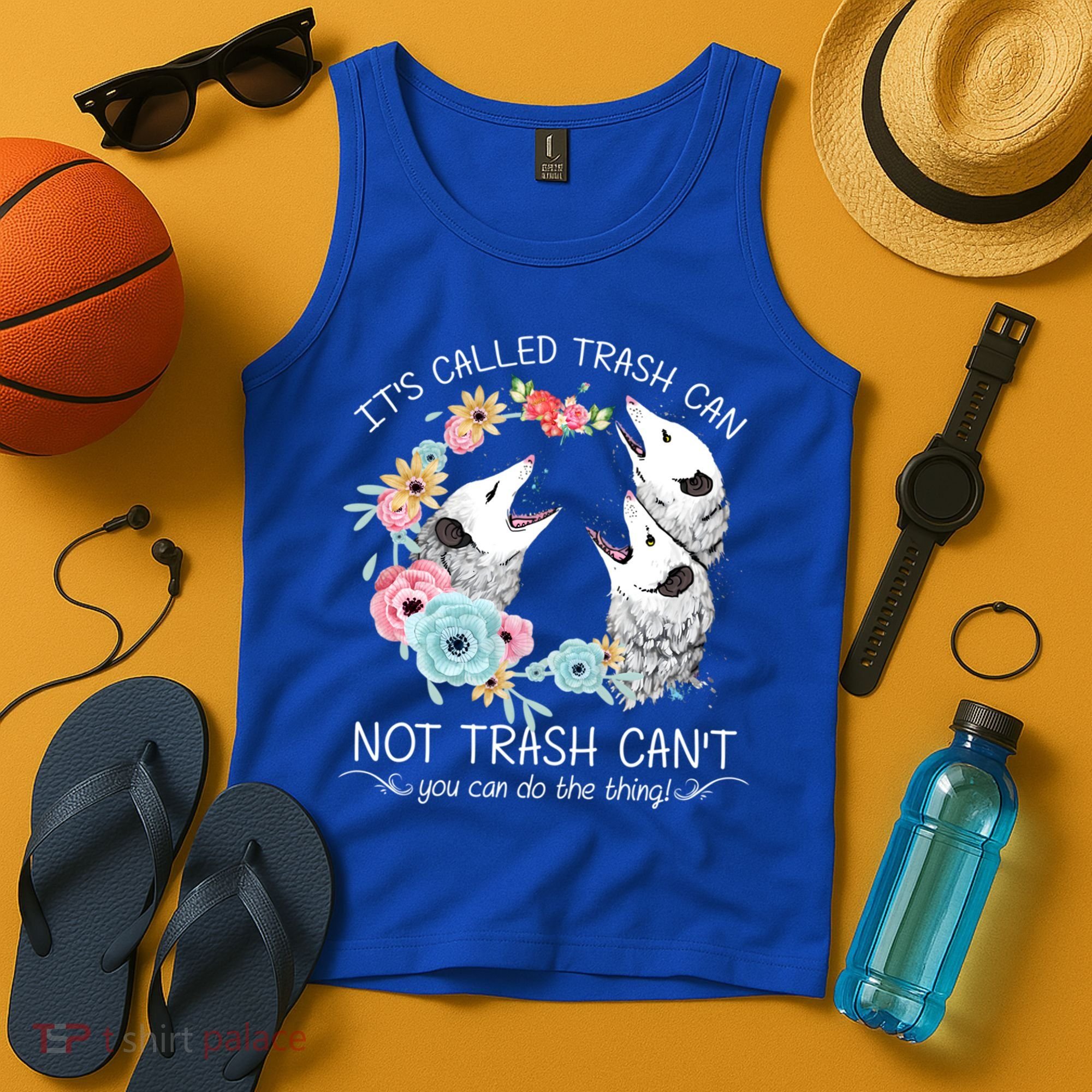Its Called Trash Can Not Trash Cant Possum With Flowers Gift Tank Top