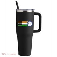 India Cricket Team Gift Indian Cricket Fan Flag Gift 40oz Vacuum Insulated Stainless Steel Travel Tumbler thumb 0