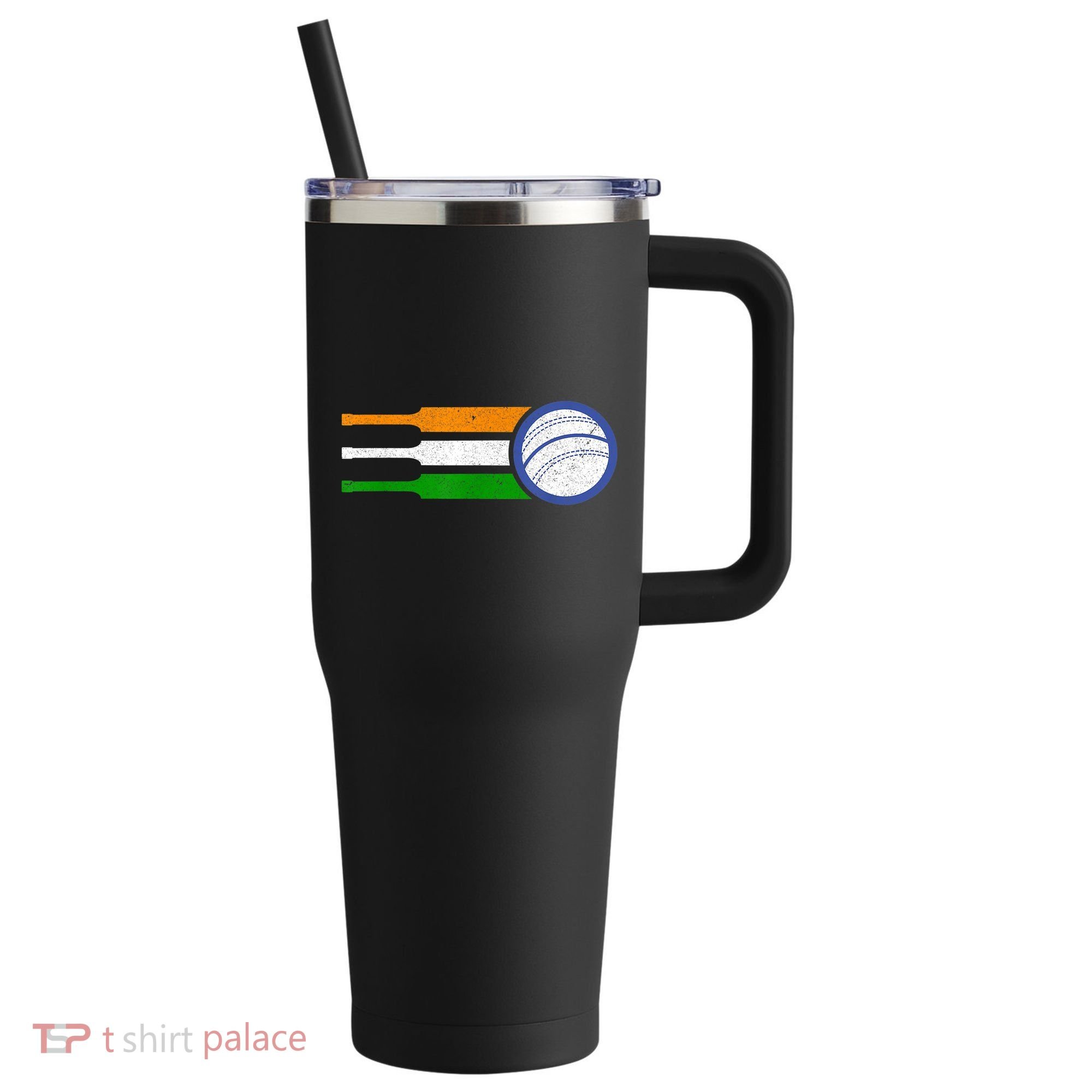 India Cricket Team Gift Indian Cricket Fan Flag Gift 40oz Vacuum Insulated Stainless Steel Travel Tumbler