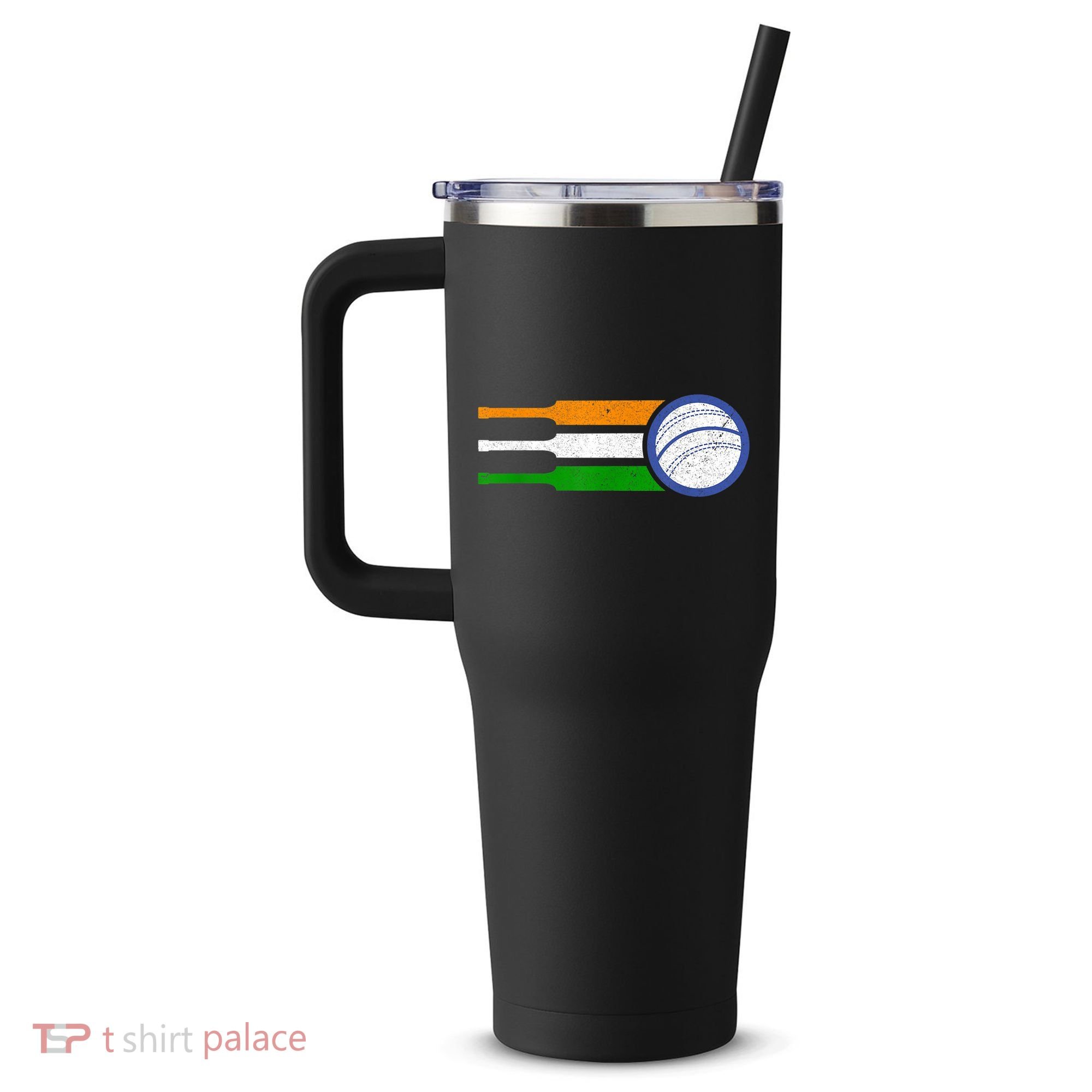 India Cricket Team Gift Indian Cricket Fan Flag Gift 40oz Vacuum Insulated Stainless Steel Travel Tumbler